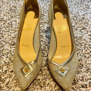 CHRISTIAN LOUBOUTIN shoes gold size 35.5 Mesh Neoalta 100 Pumps